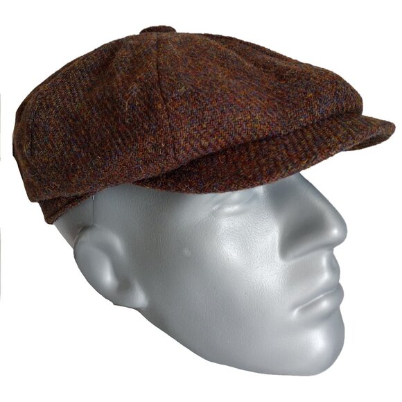 PEAKY BLINDERS Hartside Harris Tweed® Newsboy Cap HS28 in BROWN MIX - PICK SIZE - Picture 2 of 9